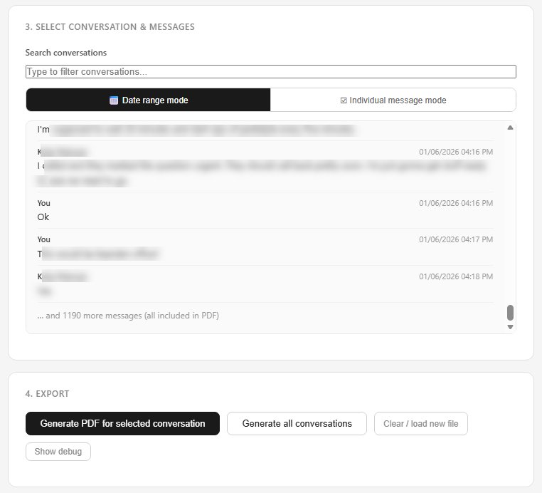 Signal to PDF converter — main interface